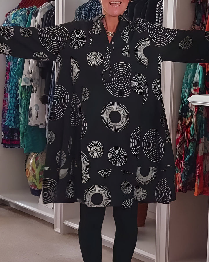 Rosie - Tunika šaty pre ženy s voľným strihom a potlačou