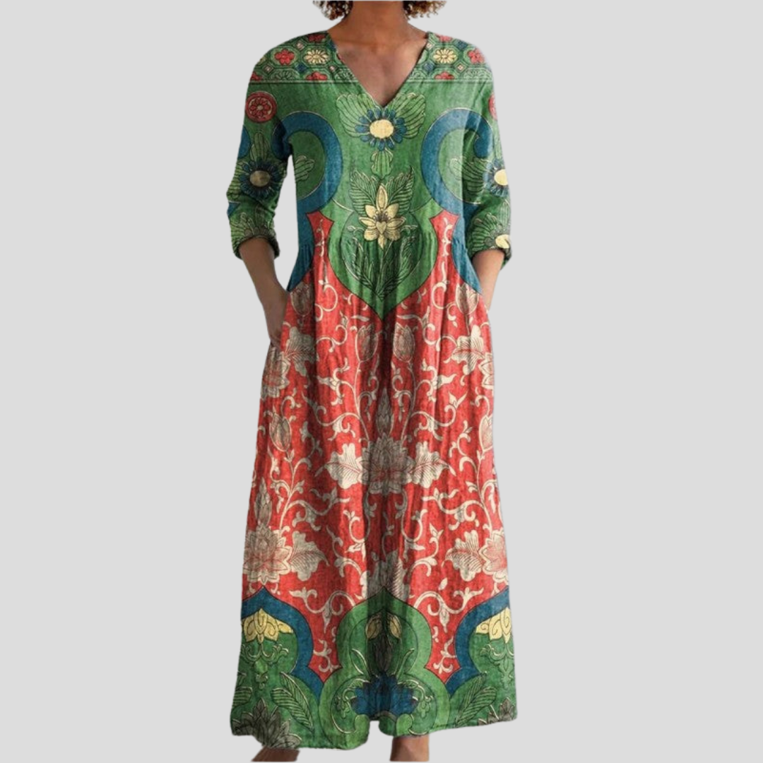 Stephanie - Boho Maxi Šaty pre Ženy Farebné