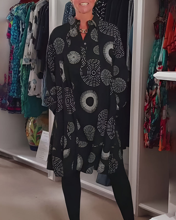 Rosie - Tunika šaty pre ženy s voľným strihom a potlačou