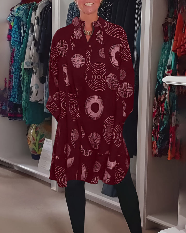 Rosie - Tunika šaty pre ženy s voľným strihom a potlačou