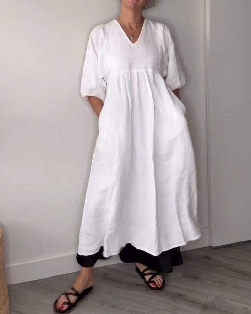 Nina - Ľanová Šaty pre Ženy Voľné