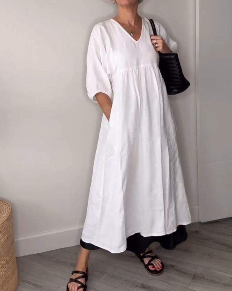 Nina - Ľanová Šaty pre Ženy Voľné