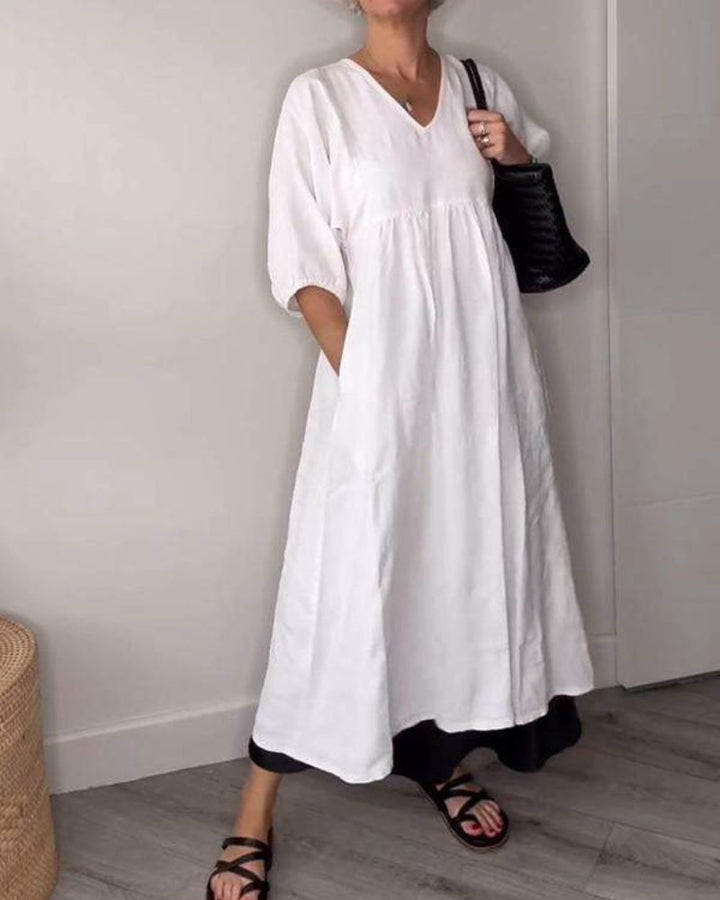 Nina - Ľanová Šaty pre Ženy Voľné