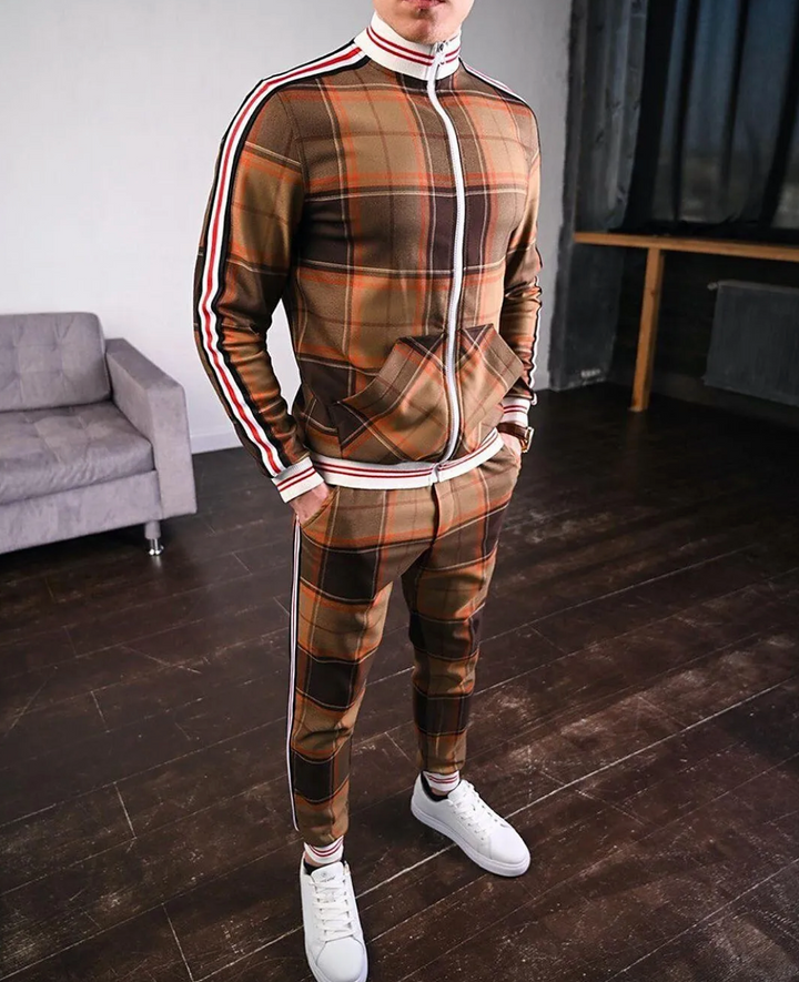 Brandon - Športový Set Kockovaný Mikina Nohavice
