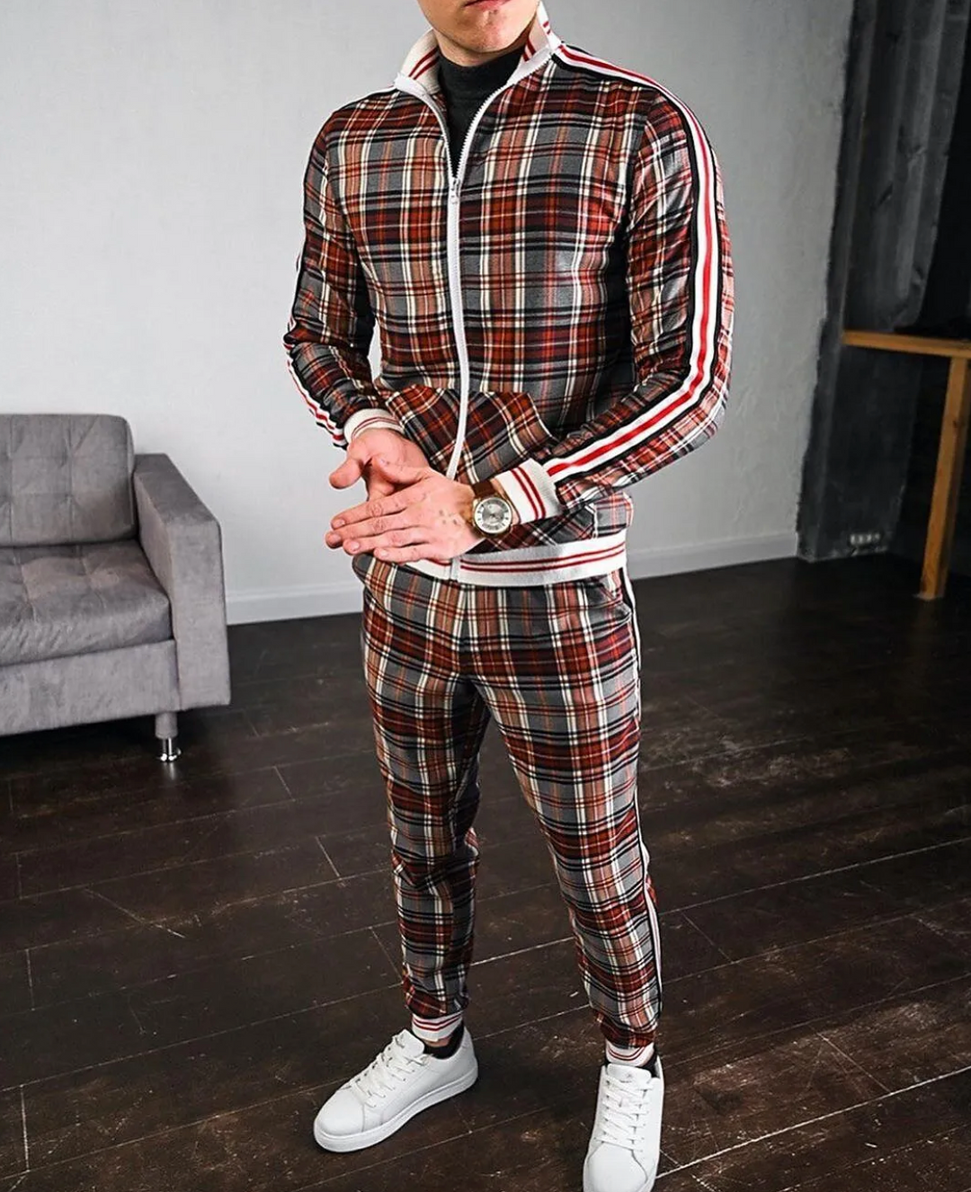 Brandon - Športový Set Kockovaný Mikina Nohavice