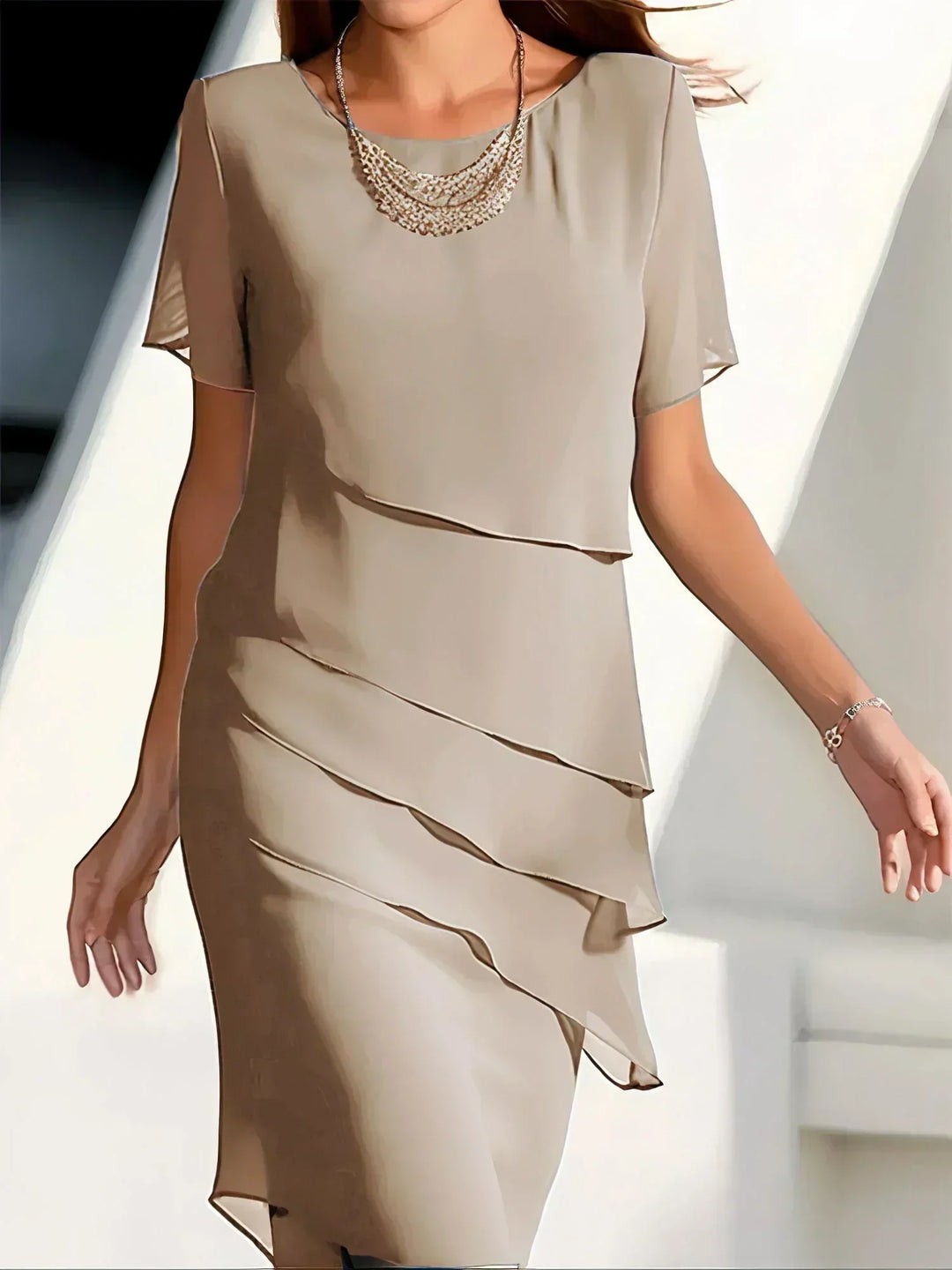 Nikki - Chiffon Midi Šaty pre Dámy Elegantné