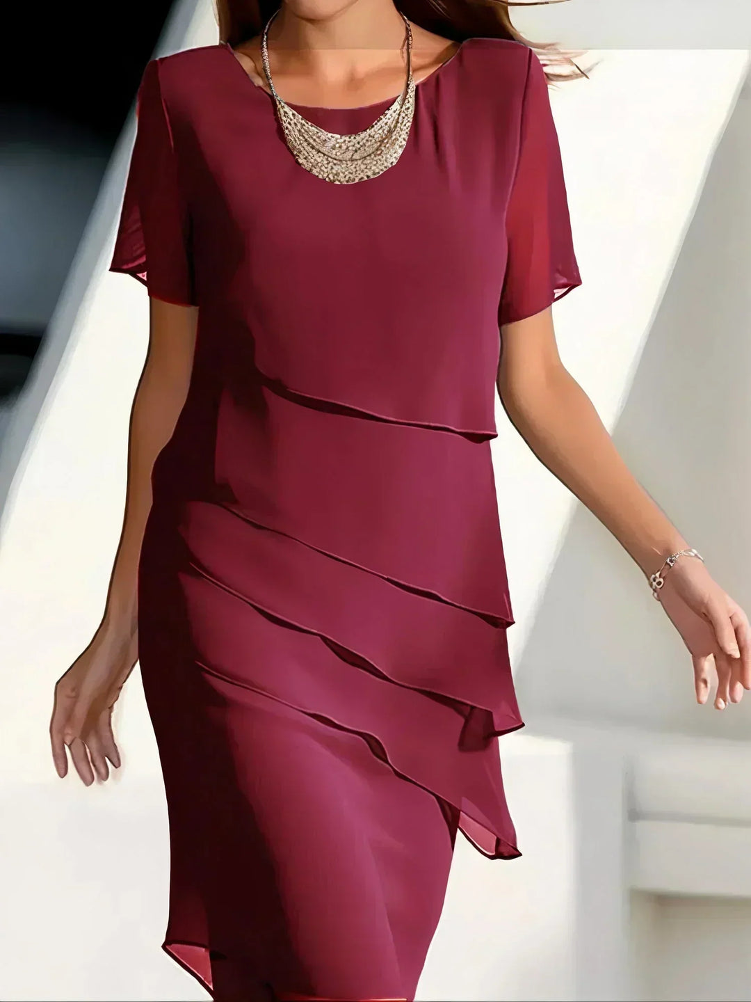Nikki - Chiffon Midi Šaty pre Dámy Elegantné