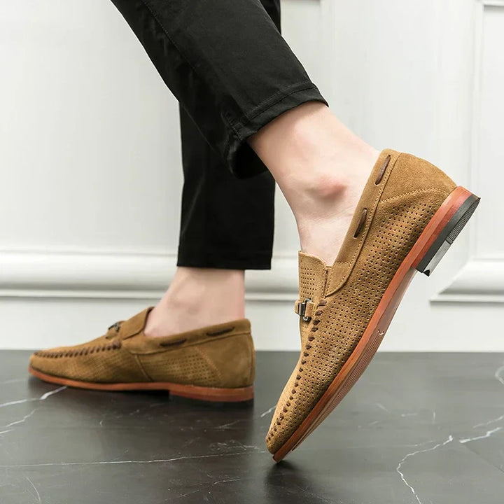 Dorian - Mokasíny Slip-On Perforovaný Dizajn Kovová Pracka