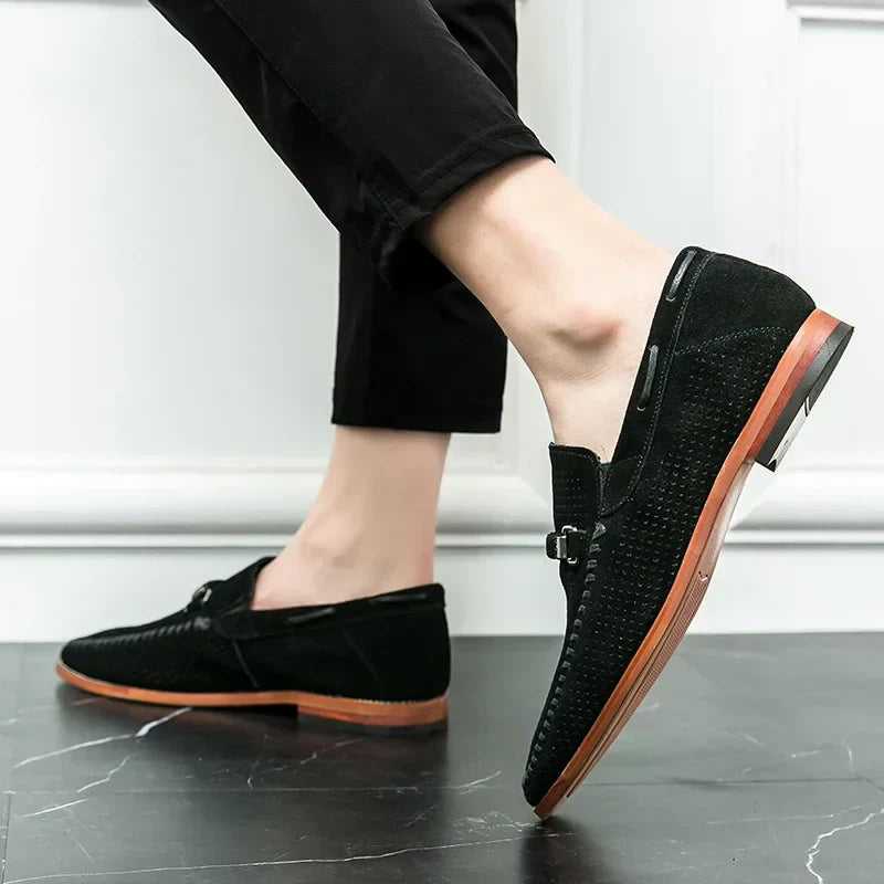 Dorian - Mokasíny Slip-On Perforovaný Dizajn Kovová Pracka