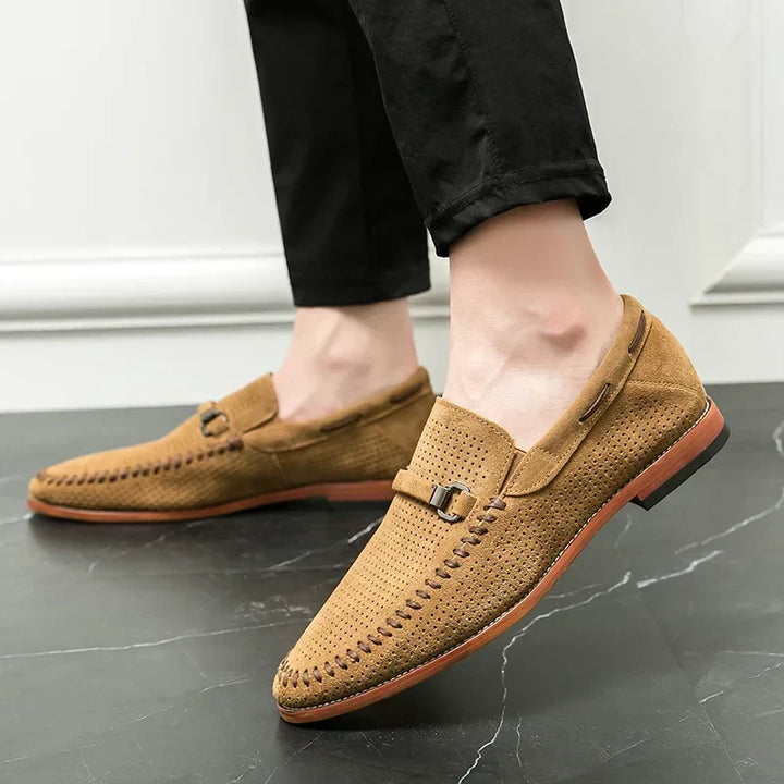 Dorian - Mokasíny Slip-On Perforovaný Dizajn Kovová Pracka