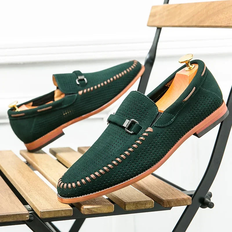 Dorian - Mokasíny Slip-On Perforovaný Dizajn Kovová Pracka