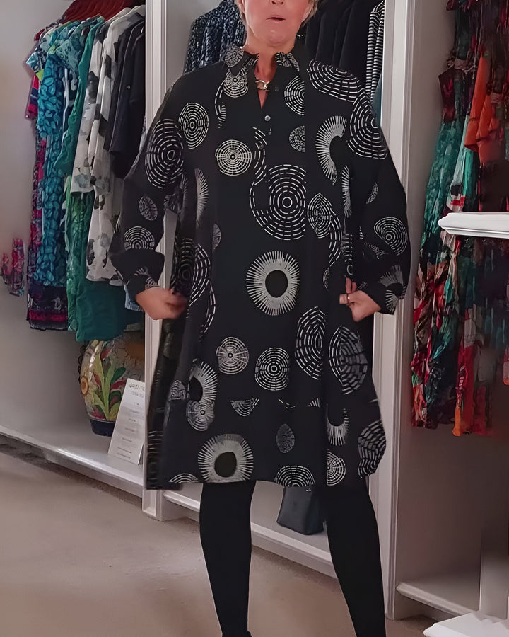 Rosie - Tunika šaty pre ženy s voľným strihom a potlačou