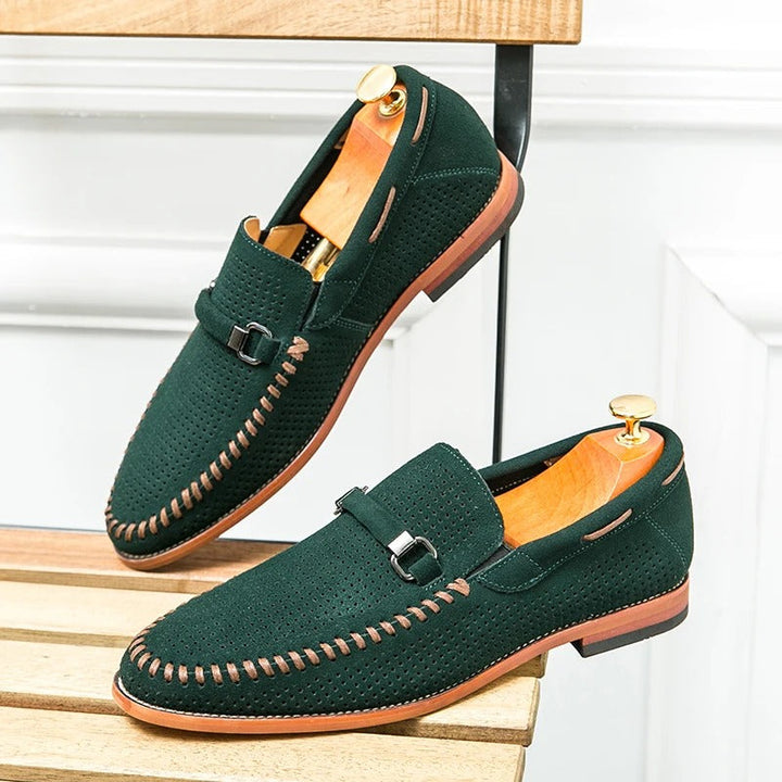Dorian - Mokasíny Slip-On Perforovaný Dizajn Kovová Pracka
