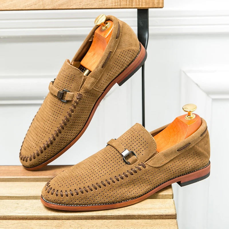 Dorian - Mokasíny Slip-On Perforovaný Dizajn Kovová Pracka