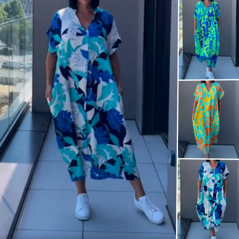 Noa - Kaftan Šaty pre Ženy Ľahké s Potlačou