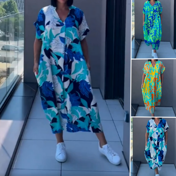 Noa - Kaftan Šaty pre Ženy Ľahké s Potlačou