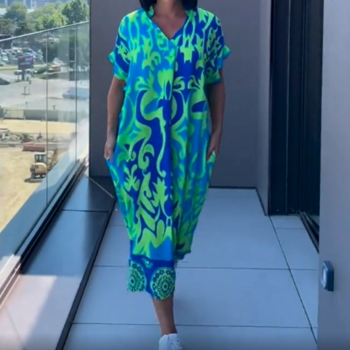 Noa - Kaftan Šaty pre Ženy Ľahké s Potlačou