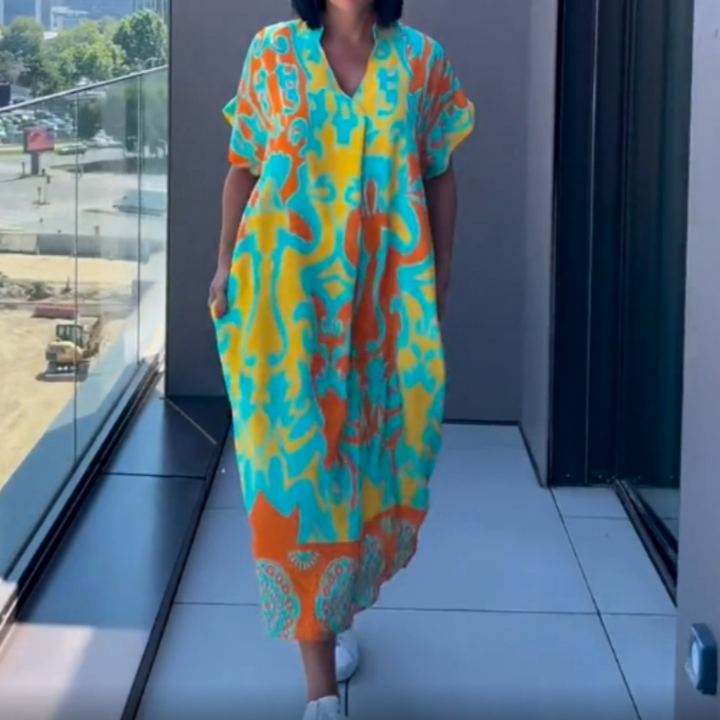 Noa - Kaftan Šaty pre Ženy Ľahké s Potlačou