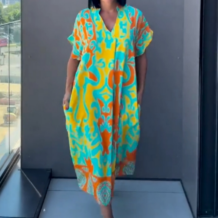Noa - Kaftan Šaty pre Ženy Ľahké s Potlačou